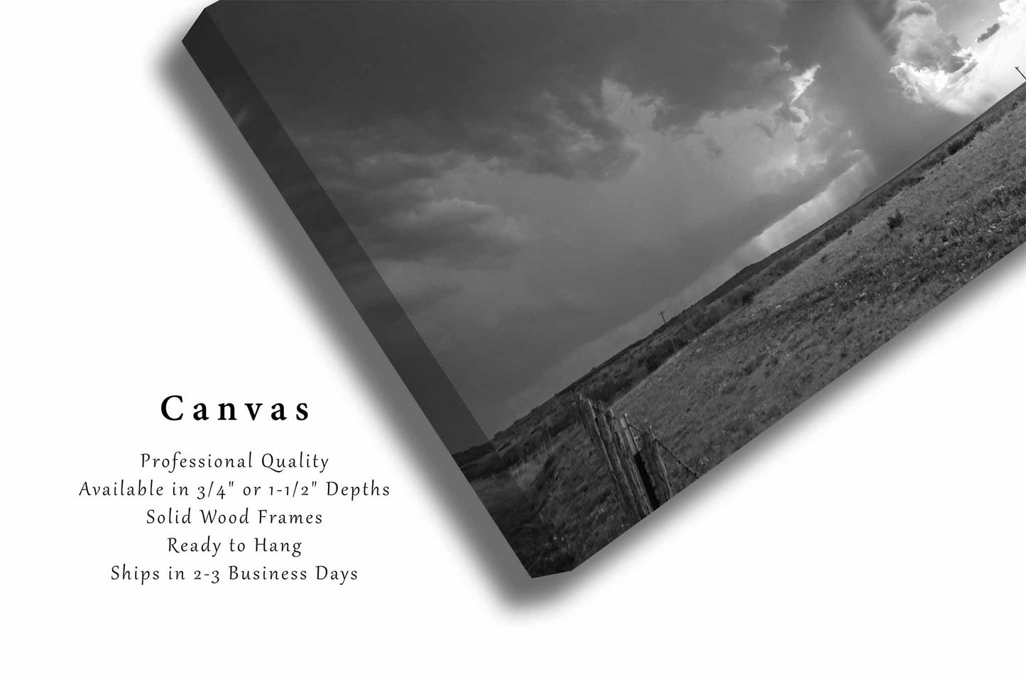 Storm Canvas | Thunderstorm Gallery Wrap | Black and White Photography | West Texas Wall Art | Western Decor | Ready to Hang