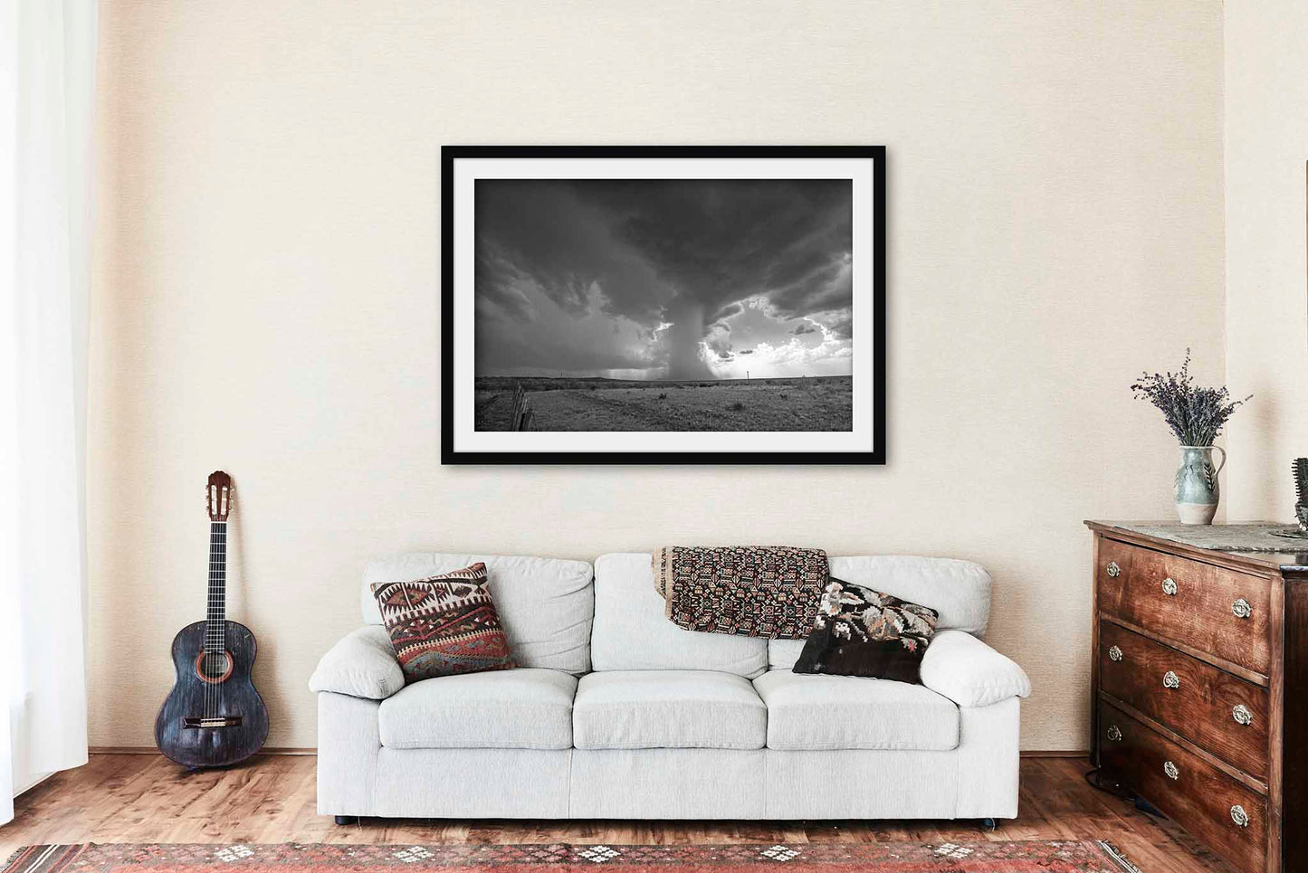 Storm Framed and Matted and Matted Print | Thunderstorm Photo | Black and White Decor | West Texas Photography | Western Wall Art | Ready to Hang