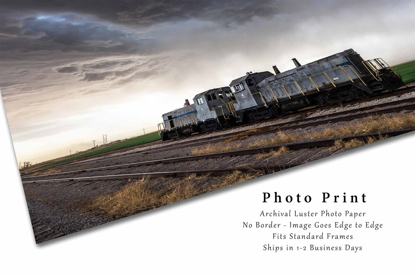 Train Photography Print | Locomotive Engine Picture | Storm Wall Art | Oklahoma Photo | Railroad Decor | Not Framed