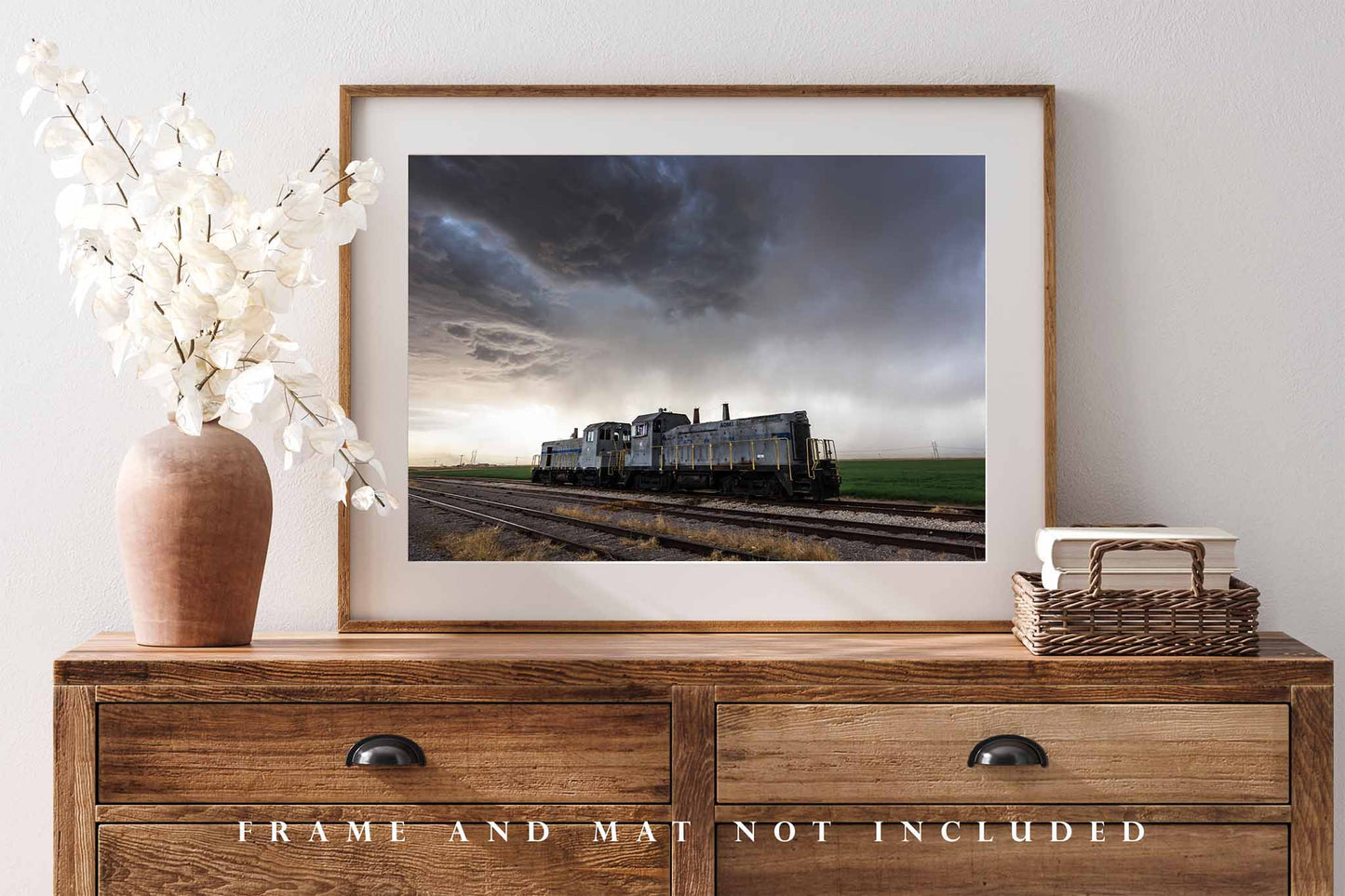 Train Photography Print | Locomotive Engine Picture | Storm Wall Art | Oklahoma Photo | Railroad Decor | Not Framed