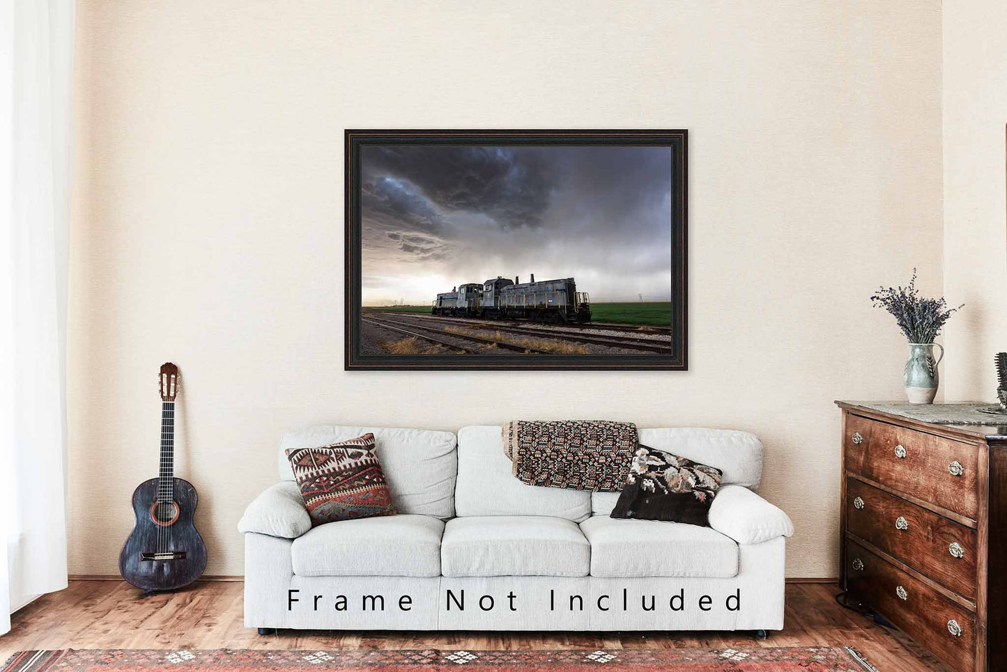 Train Photography Print | Locomotive Engine Picture | Storm Wall Art | Oklahoma Photo | Railroad Decor | Not Framed