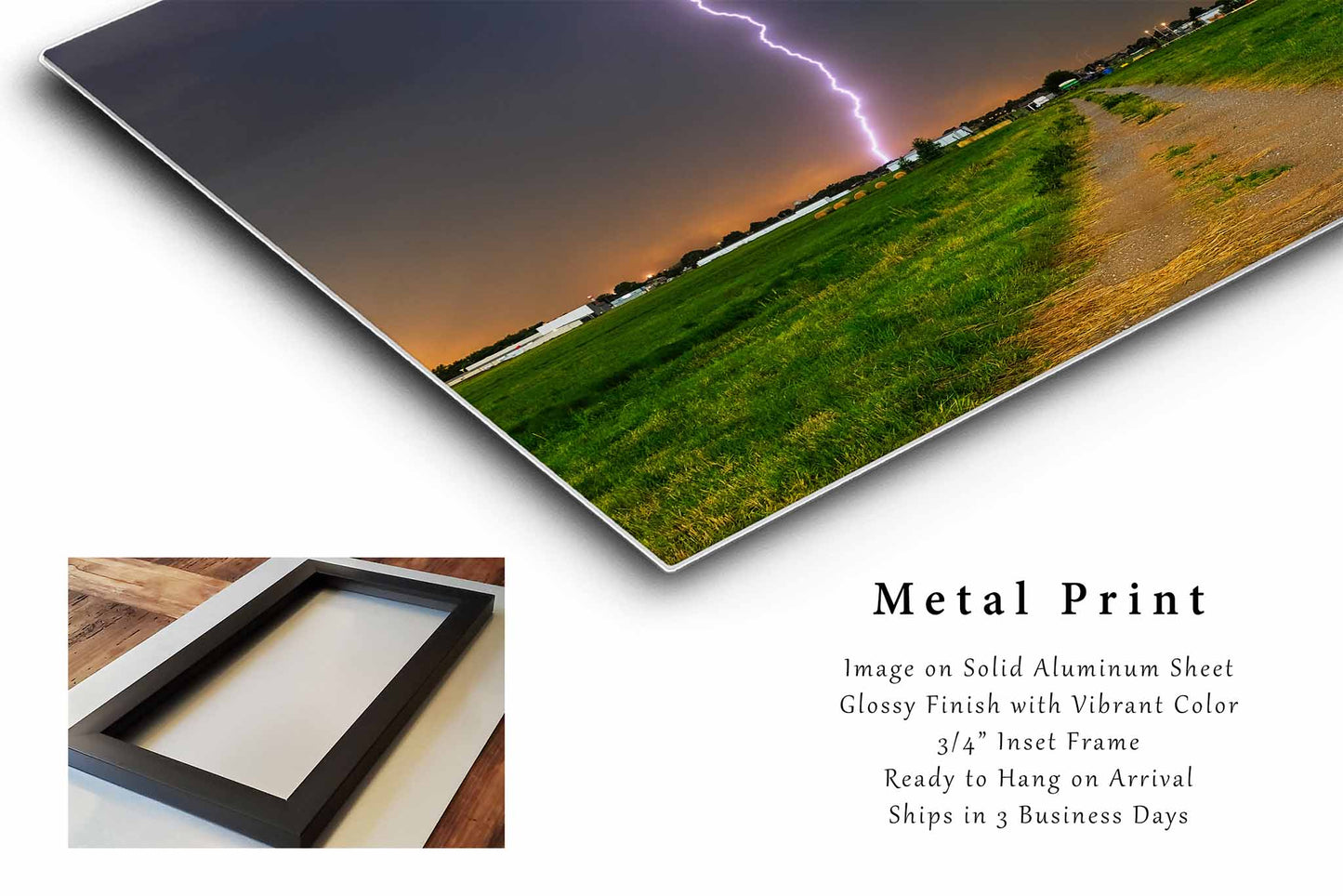 Lightning Metal Print | Storm Photography | Weather Wall Art | Oklahoma Photo | Nature Decor | Ready to Hang