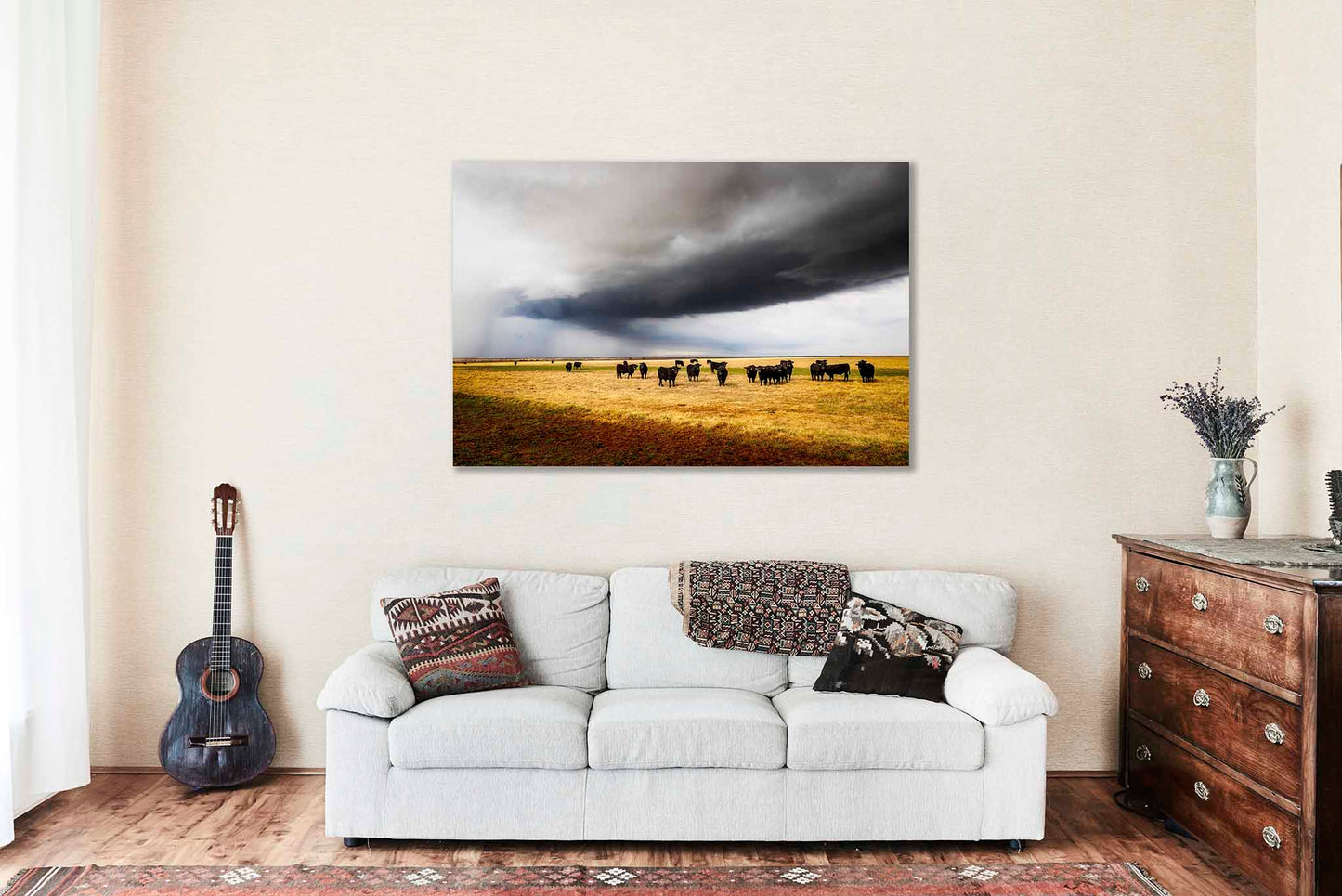 Cow Canvas | Cattle Gallery Wrap | Storm Photography | Texas Wall Art | Western Decor | Ready to Hang