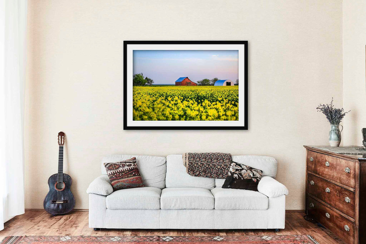 Barn Framed and Matted Print | Canola Field Photo | Farm and Country Decor | Oklahoma Photography | Great Plains Wall Art | Ready to Hang