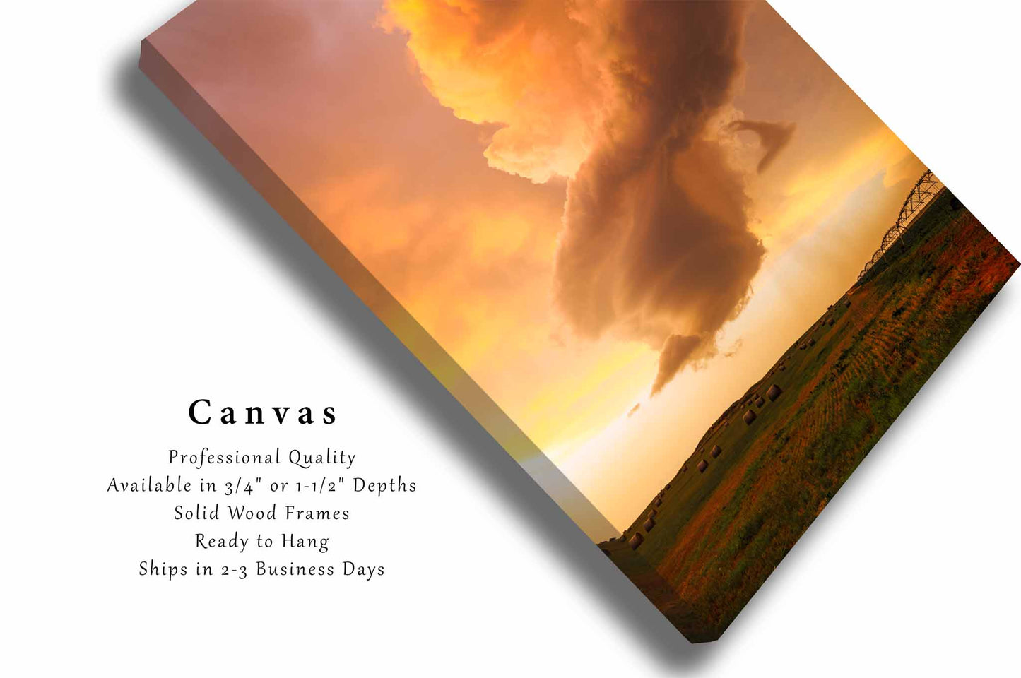 Storm Cloud at Sunset on Stormy Evening in Oklahoma Canvas Wall Art | Vertical Thunderstorm Photography Weather Decor