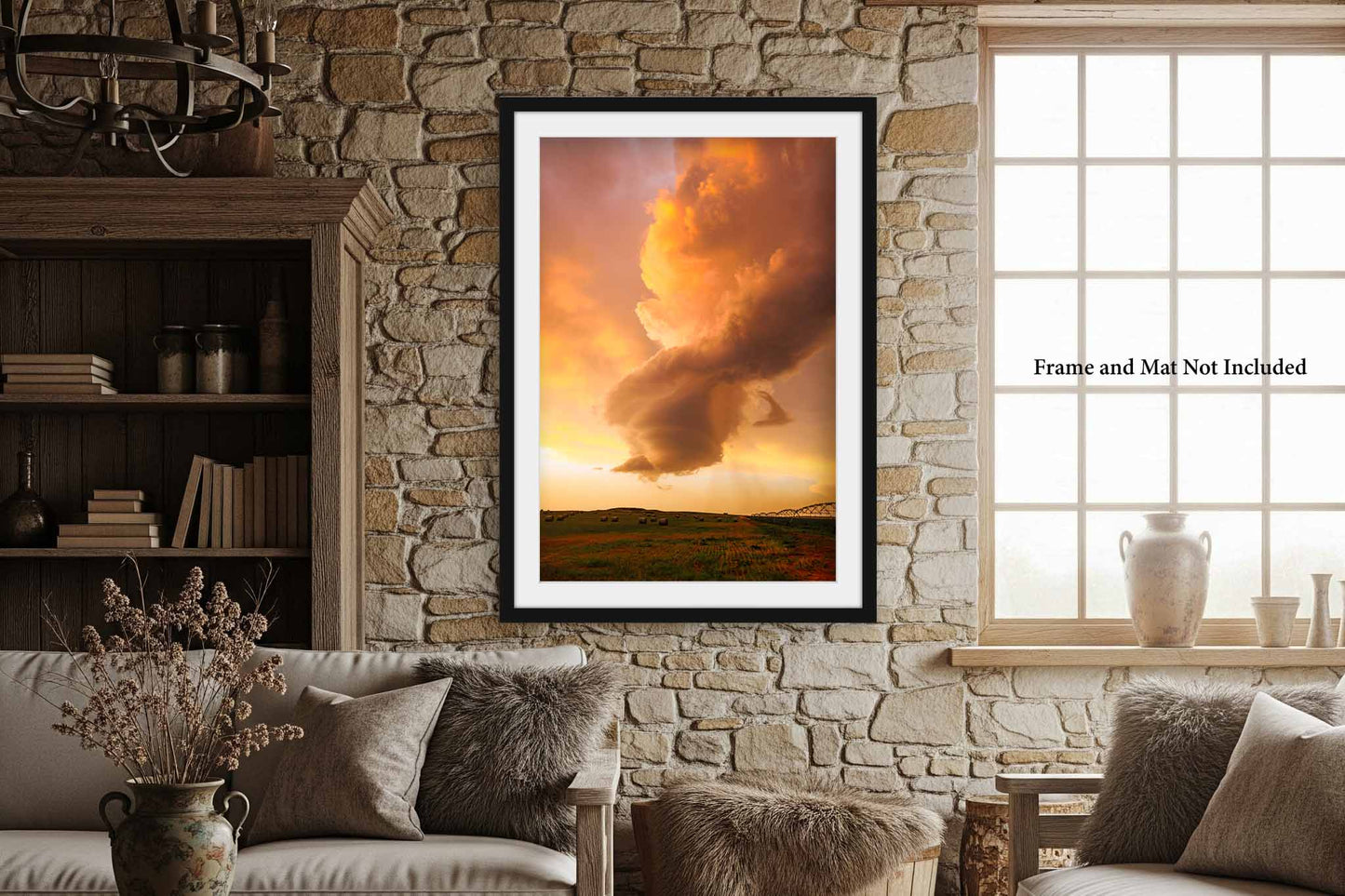Storm Cloud Photography Print | Oklahoma Stormy Sky Sunset Thunderstorm Vertical Weather Decor | Unframed