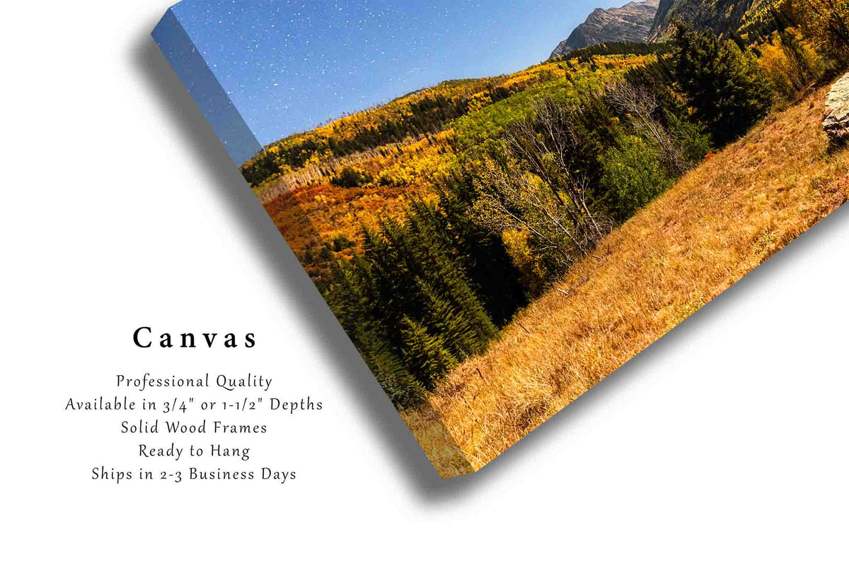 Starry Night Sky Over Mountains in Colorado Canvas Wall Art | Autumn Landscape Photography Rocky Mountain Decor