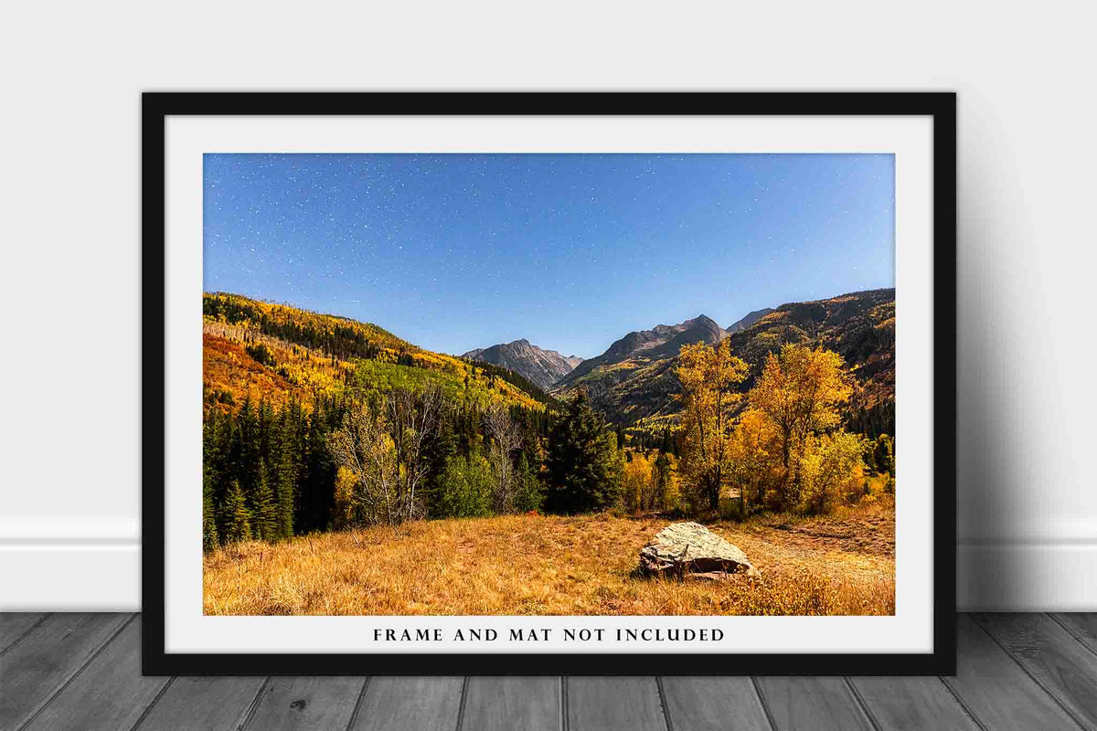 Starry Night Sky Over Mountains in Colorado Photo Print (Unframed) | Autumn Landscape Wall Art Rocky Mountain Decor