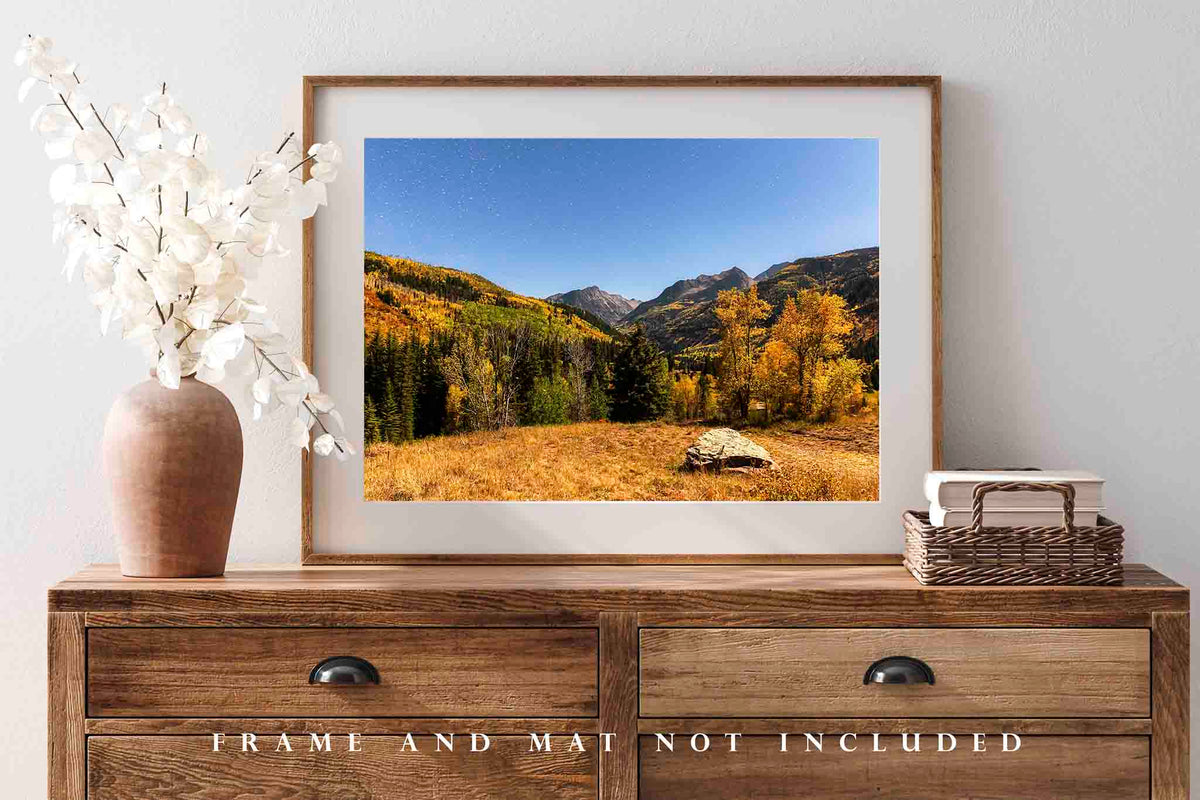 Starry Night Sky Over Mountains in Colorado Photo Print (Unframed) | Autumn Landscape Wall Art Rocky Mountain Decor