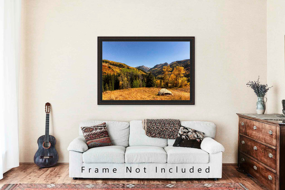 Starry Night Sky Over Mountains in Colorado Photo Print (Unframed) | Autumn Landscape Wall Art Rocky Mountain Decor