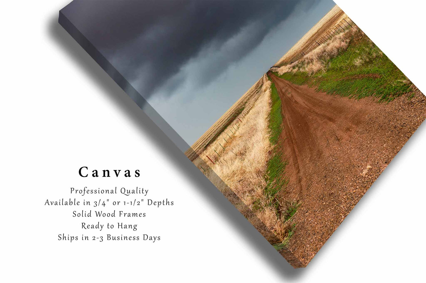 Dirt Road Canvas | Vertical Country Gallery Wrap | Storm Photography | Texas Wall Art | Farmhouse Decor | Ready to Hang