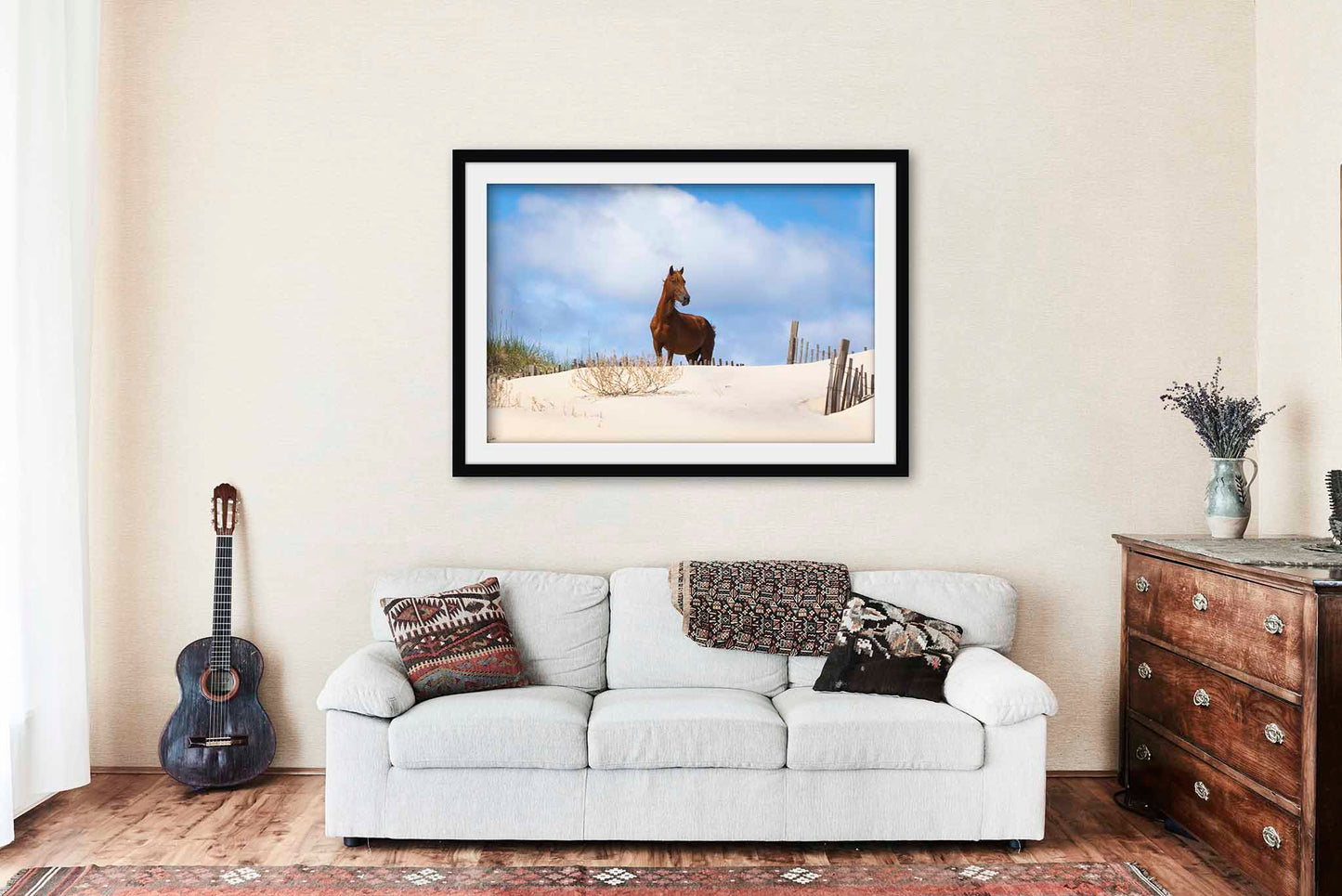 Wild Horse Framed and Matted Print | Outer Banks Photo | Coastal Equine Decor | Corolla North Carolina Photography | OBX Wall Art | Ready to Hang