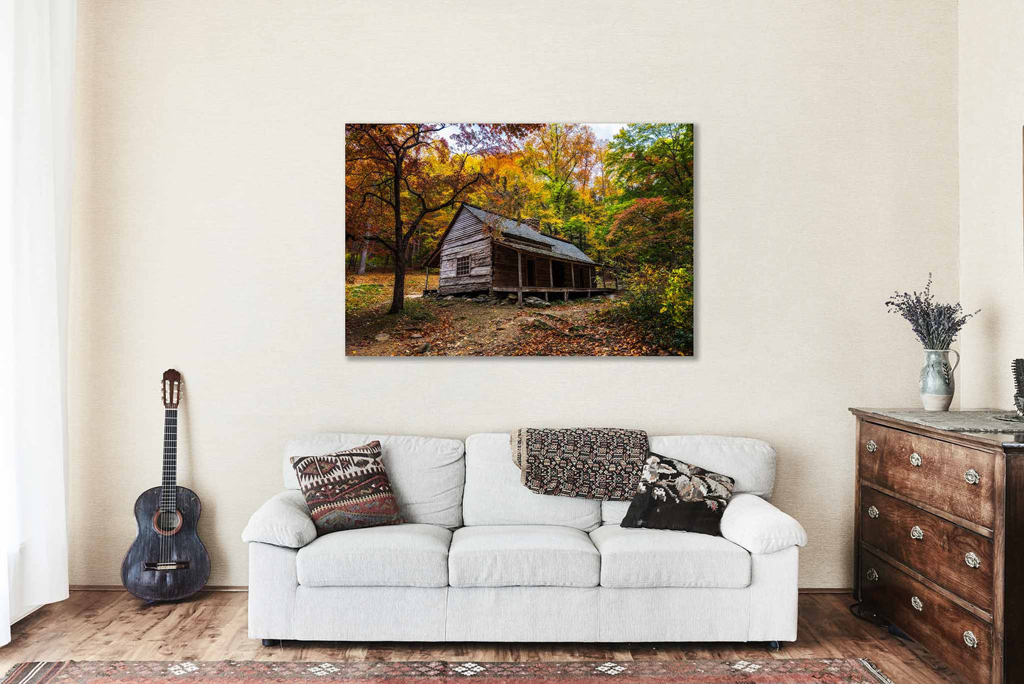 Great Smoky Mountains Canvas | Ogle Cabin Gallery Wrap | Rustic Country Photography | Tennessee Wall Art | Appalachian Decor | Ready to Hang