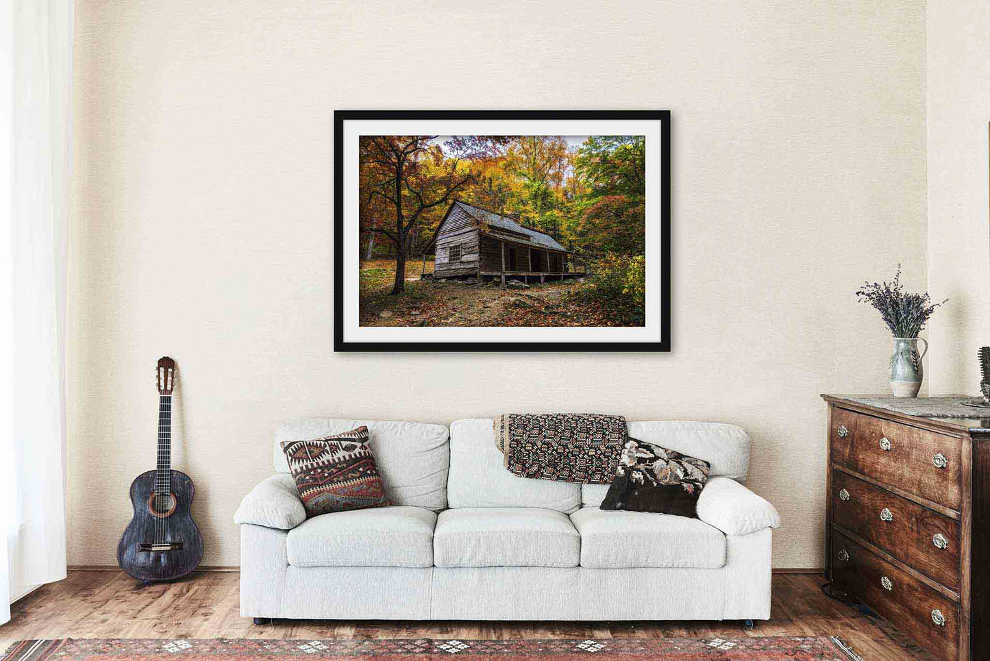 Great Smoky Mountains Framed and Matted Print | Ogle Cabin Photo | Rustic Country Decor | Tennessee Photography | Appalachian Wall Art | Ready to Hang