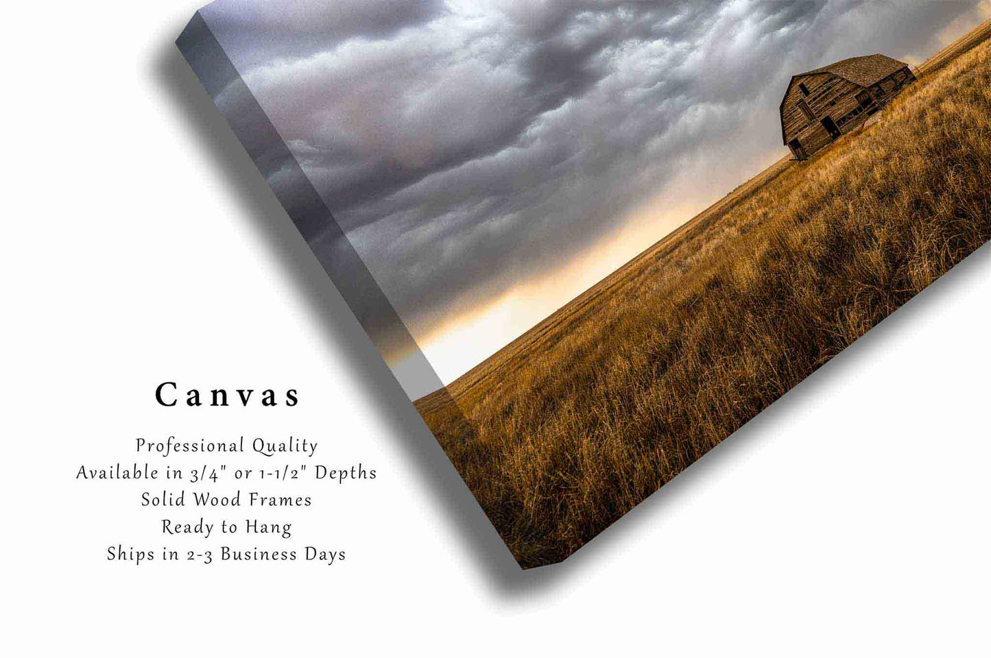 Old Barn Canvas | Great Plains Gallery Wrap | Storm Photography | Oklahoma Wall Art | Western Decor | Ready to Hang