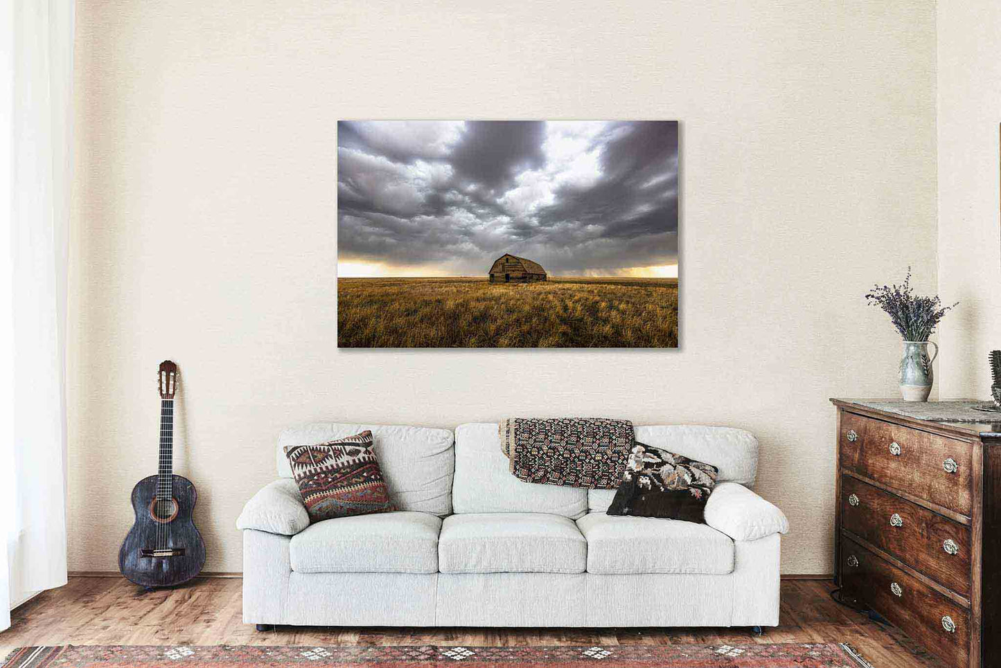 Old Barn Canvas | Great Plains Gallery Wrap | Storm Photography | Oklahoma Wall Art | Western Decor | Ready to Hang