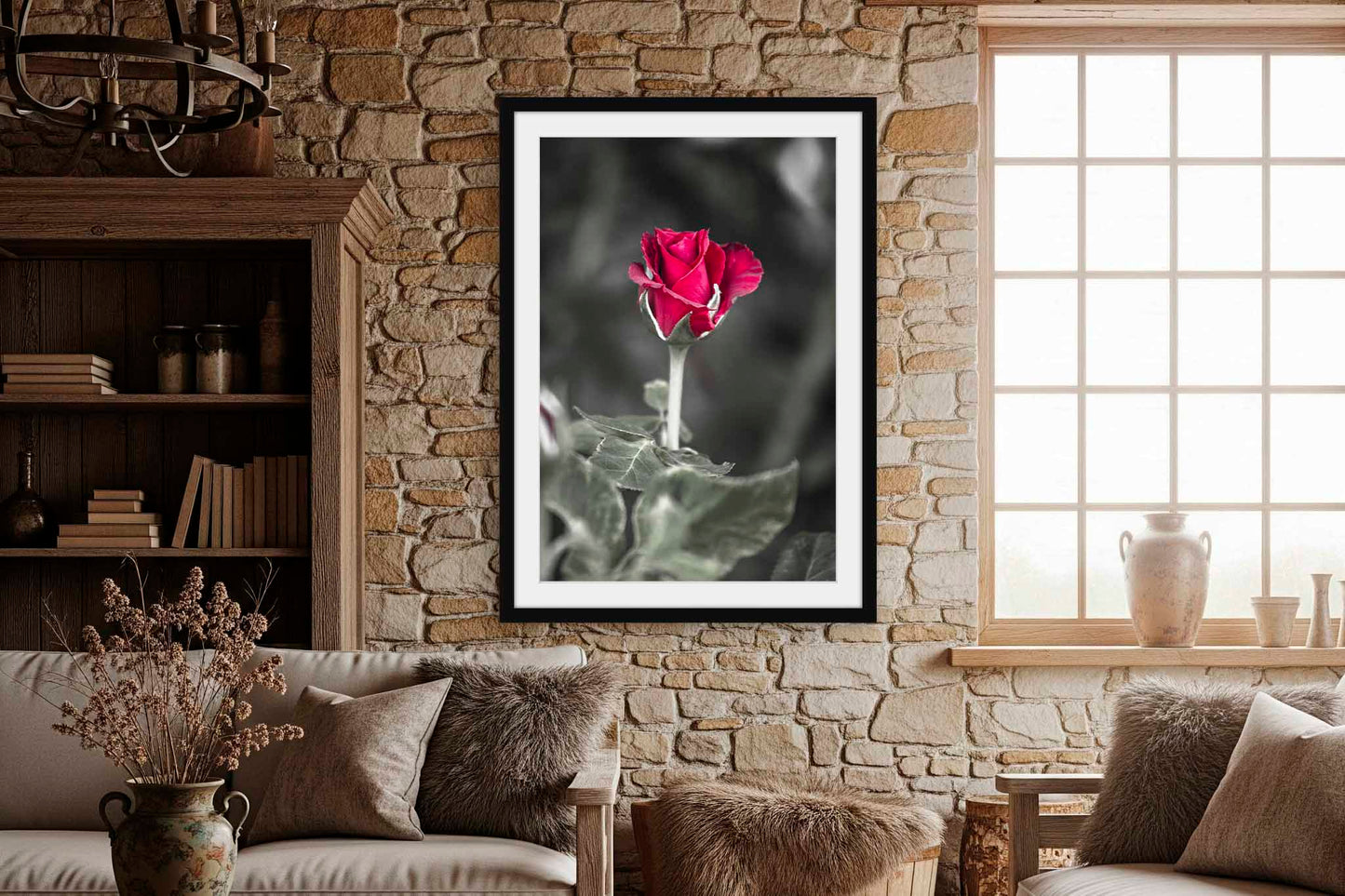 Rose Framed and Matted Print | Oklahoma Vertical Flower Botanical Floral Wall Art Nature Decor
