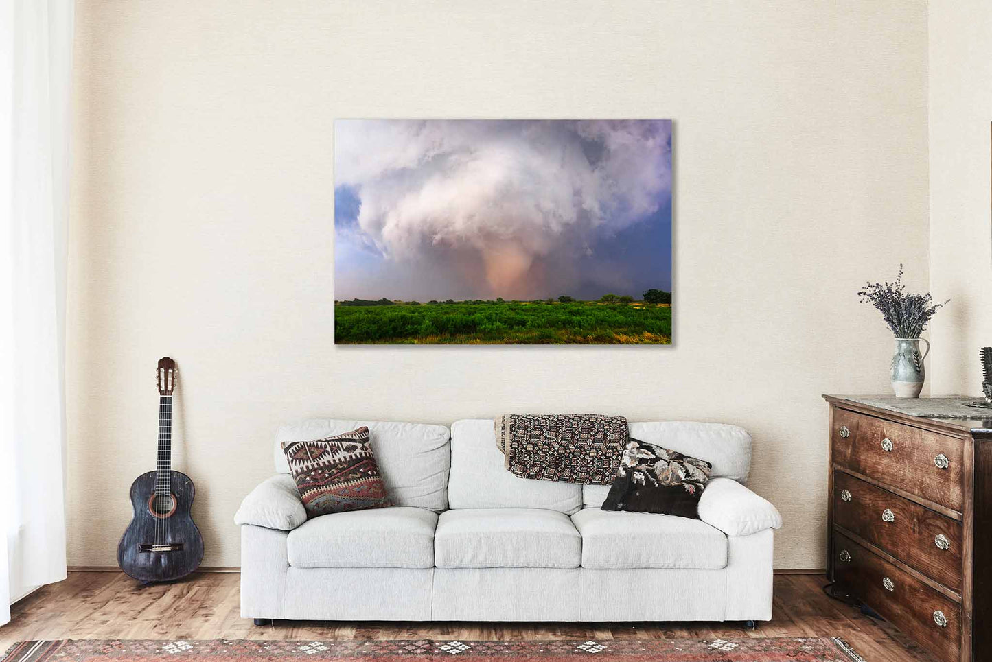 Storm Canvas Wall Art (Ready to Hang) Large Dusty Tornado in Southwest Oklahoma | Thunderstorm Photography Weather Decor