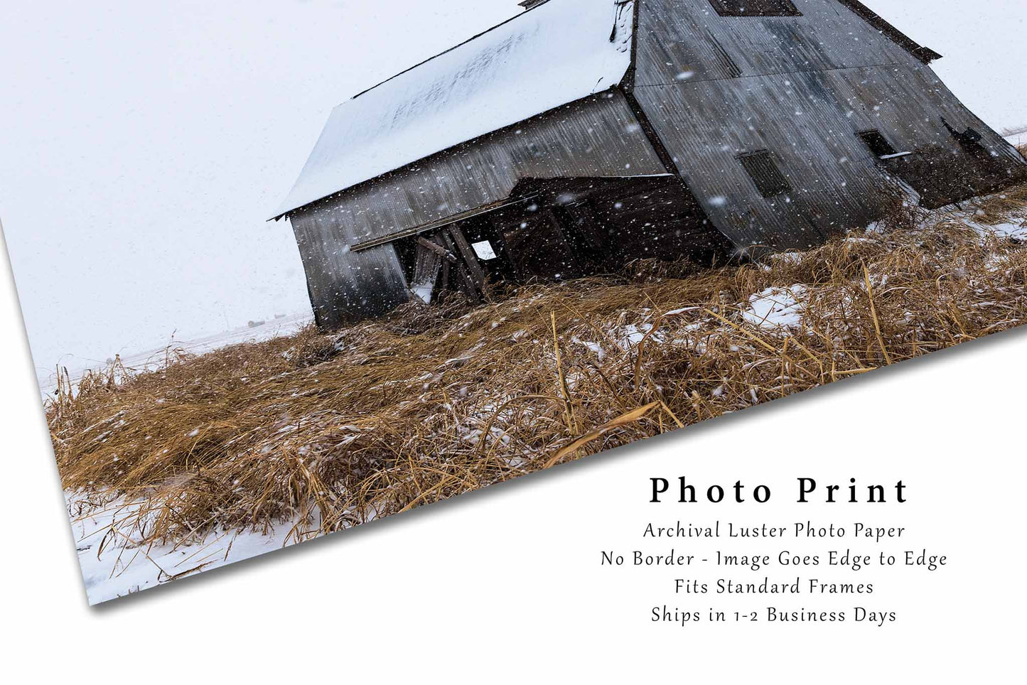 Snowy Barn Photography Print | Country Picture | Winter Wall Art | Oklahoma Photo | Farmhouse Decor | Not Framed