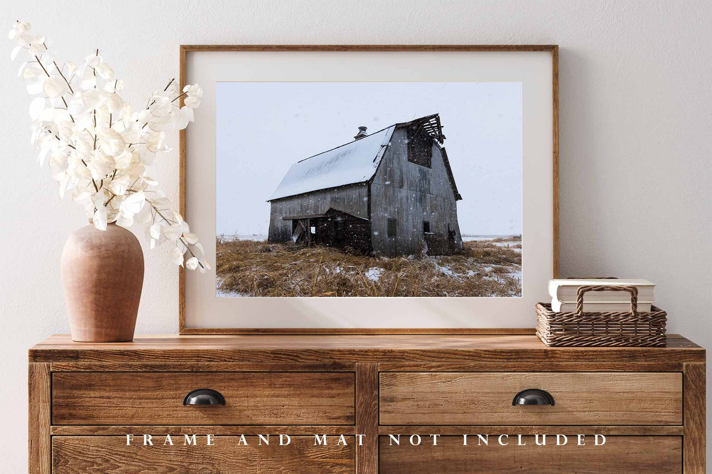 Snowy Barn Photography Print | Country Picture | Winter Wall Art | Oklahoma Photo | Farmhouse Decor | Not Framed