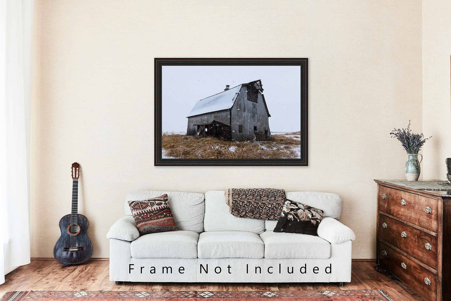 Snowy Barn Photography Print | Country Picture | Winter Wall Art | Oklahoma Photo | Farmhouse Decor | Not Framed