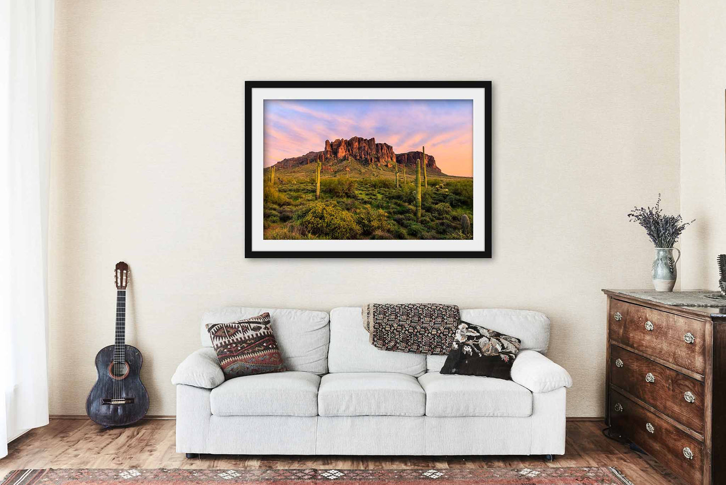 Superstition Mountains Framed and Matted Print | Lost Dutchman State Park Photo | Sonoran Desert Decor | Arizona Landscape Photography | Southwest Wall Art | Ready to Hang