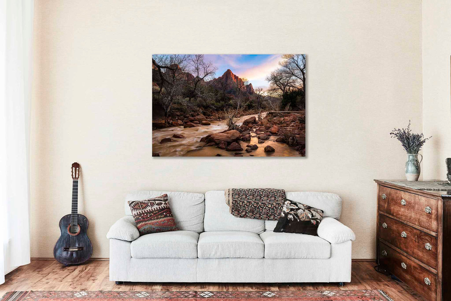 Watchman Canvas | Zion National Park Gallery Wrap | Virgin River Photography | Utah Landscape Wall Art | Nature Decor | Ready to Hang
