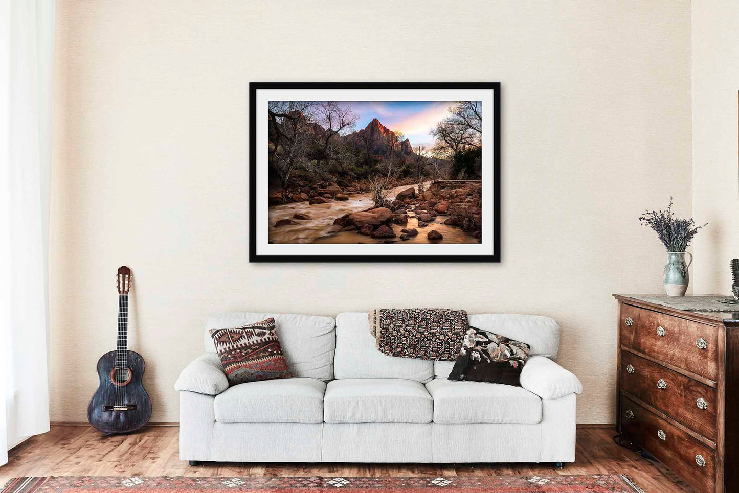 Watchman Framed and Matted Print | Zion National Park Photo | Virgin River Decor | Utah Landscape Photography | Nature Wall Art | Ready to Hang