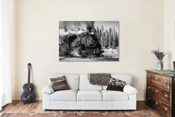 Train Metal Print | Steam Engine Locomotive Photo |  Black and White Photography | Colorado Picture | Railroad Decor
