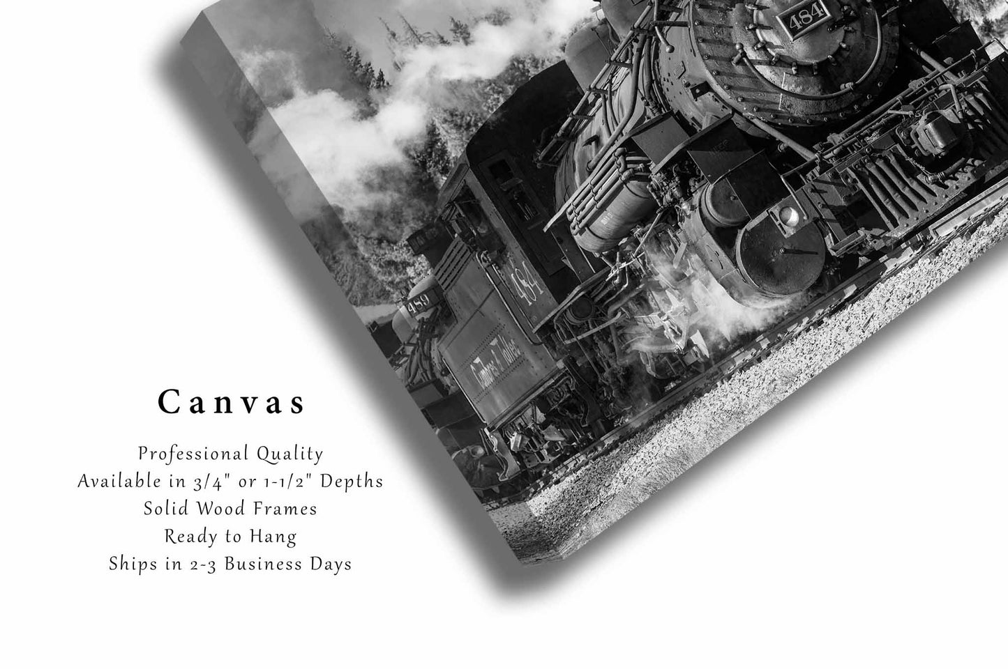 Train Canvas Print | Steam Engine Wall Art | Colorado Photography | Black and White Photo | Railroad Decor