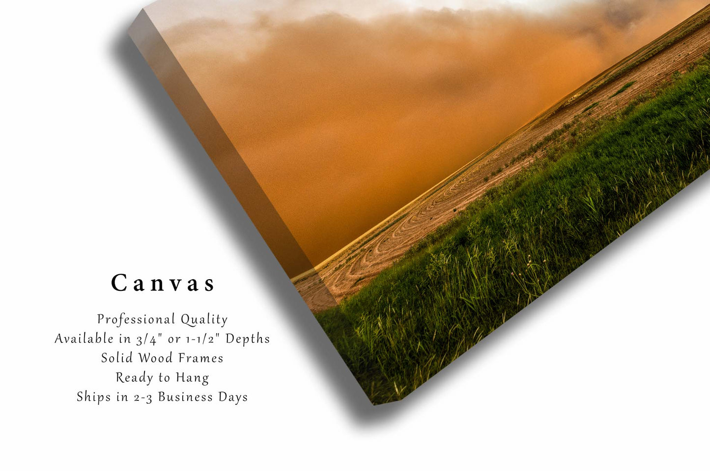 Haboob Canvas Wall Art (Ready to Hang) Gallery Wrap of Dust Storm Over Field on Stormy Spring Day in Texas Weather Photography Nature Decor