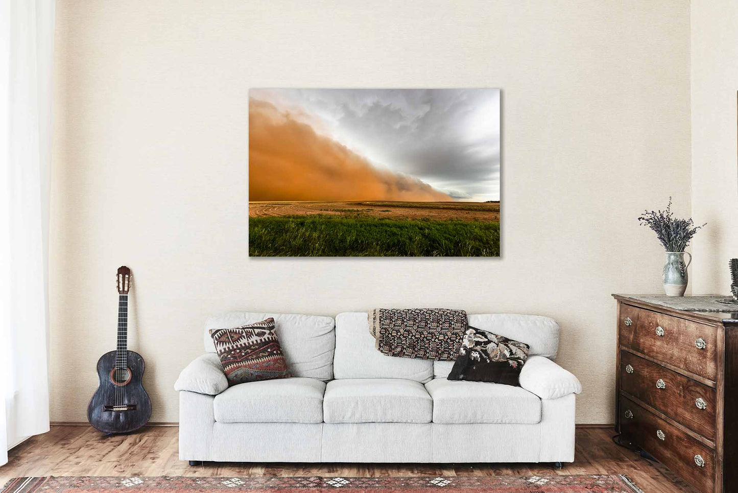 Haboob Metal Print (Ready to Hang) Photo of Dust Storm Over Field on Stormy Spring Day in Texas Weather Wall Art Nature Decor