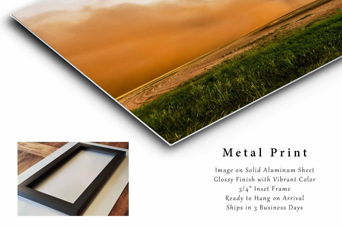 Haboob Metal Print (Ready to Hang) Photo of Dust Storm Over Field on Stormy Spring Day in Texas Weather Wall Art Nature Decor