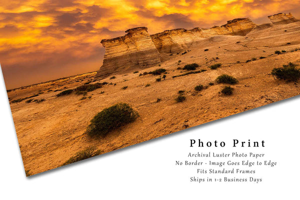 Great Plains Photo Print | Stormy Sky Over Monument Rocks Picture | Kansas Wall Art | Prairie Photography | Nature Decor