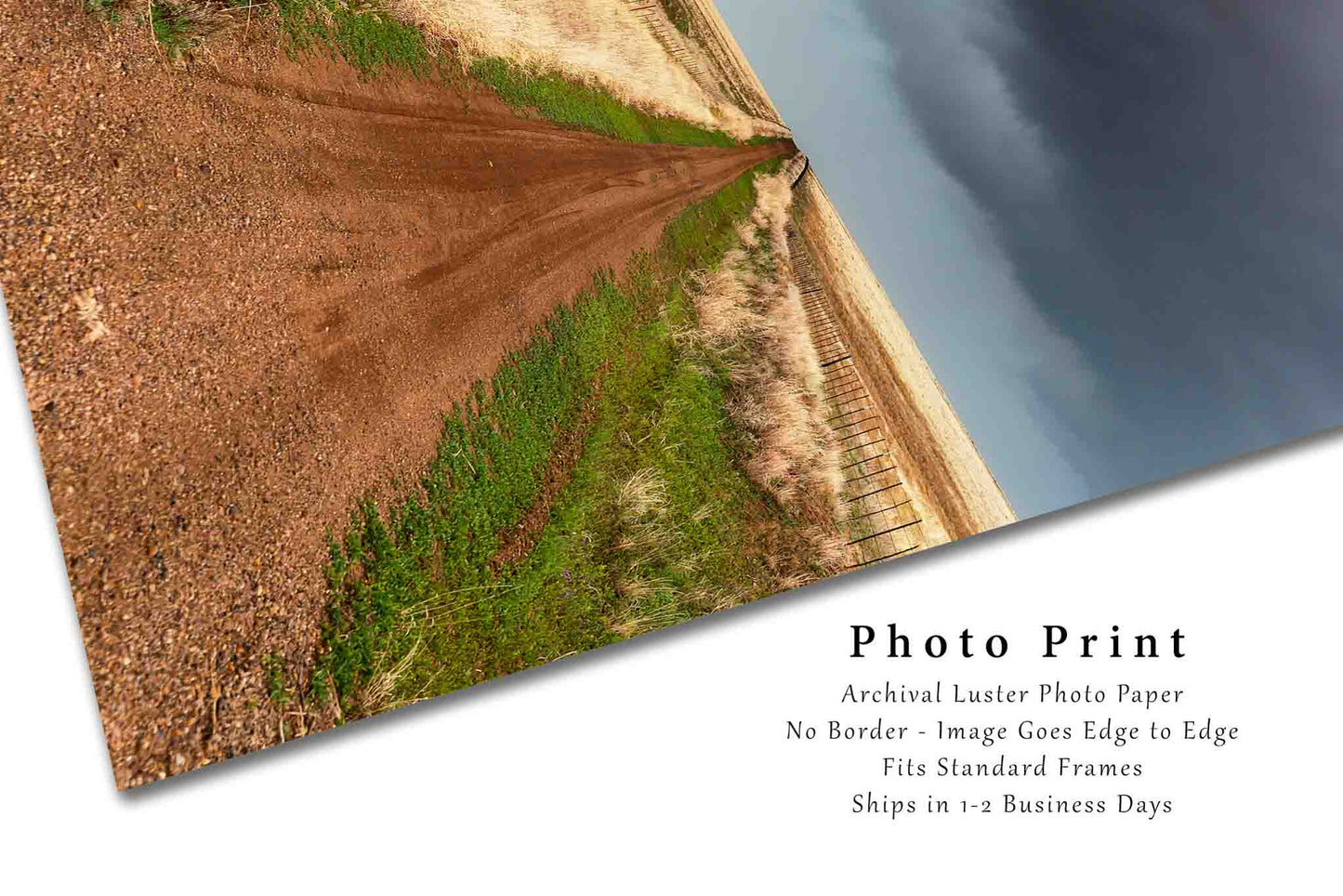 Country Photography Print (Not Framed) Vertical Picture of Dirt Road Leading to Horizon on Stormy Day in Texas Great Plains Wall Art Farmhouse Decor