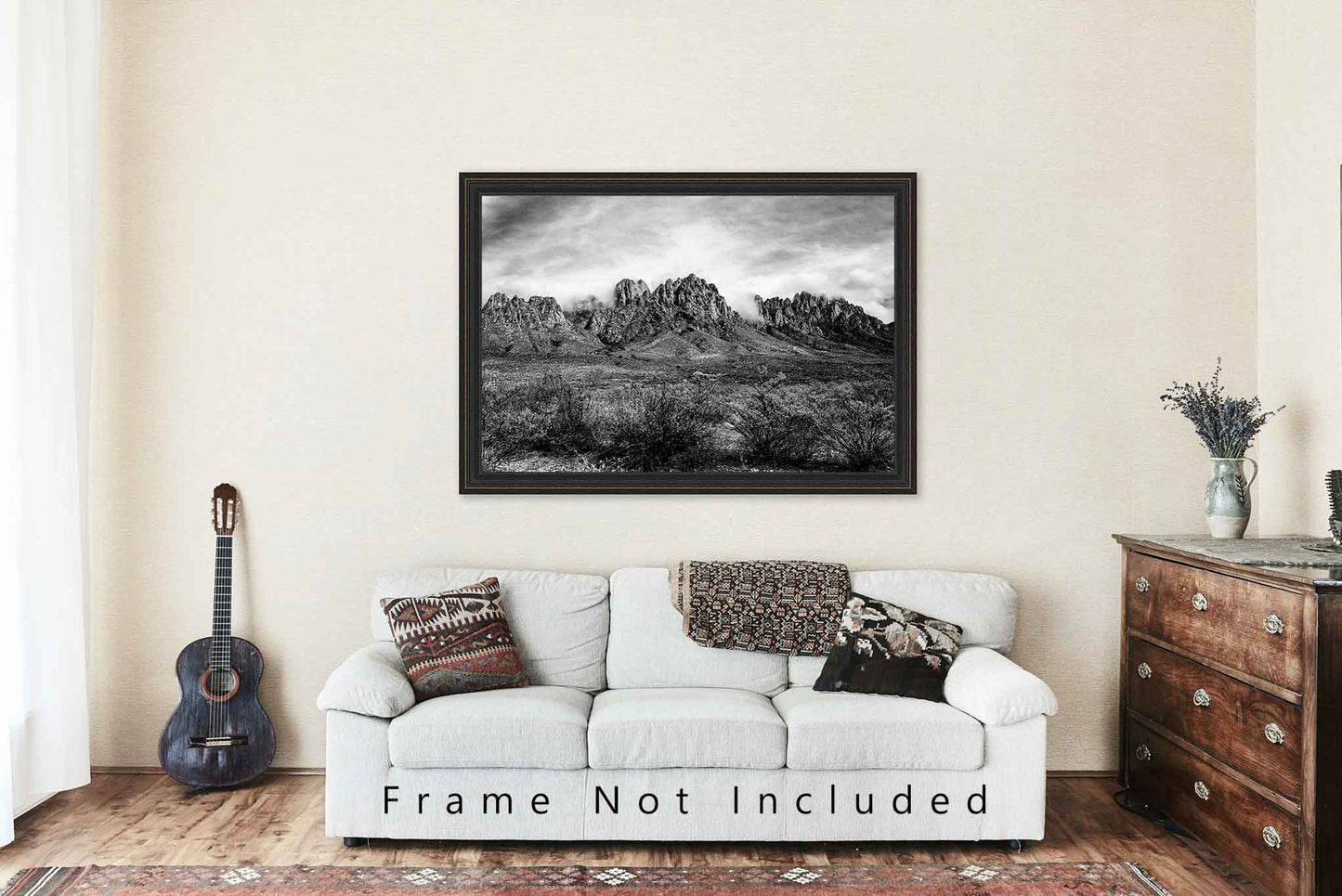 Black and White Photography Print - Picture of the Organ Mountains near Las Cruces New Mexico Chihuahuan Desert Wall Art Southwest Decor