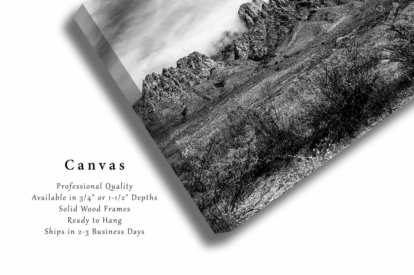 Black and White Canvas Wall Art (Ready to Hang) Gallery Wrap of Organ Mountains near Las Cruces New Mexico Chihuahuan Desert Photography Southwest Decor
