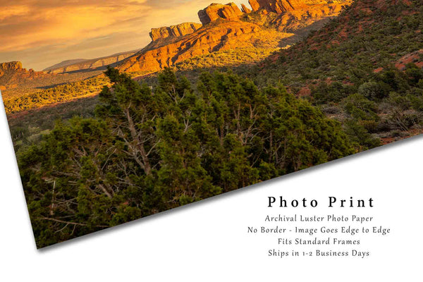 Western Landscape Photography Print - Picture of Cathedral Rock at Sunset in Sedona Arizona - Southwestern Photo Artwork Decor