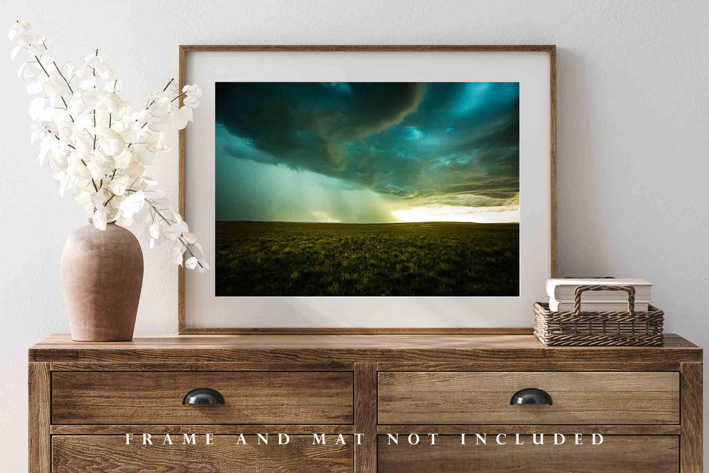 Storm Photography Print (Not Framed) Picture of Thunderstorm Over Open Prairie on Late Summer Day in Nebraska Weather Wall Art Nature Decor
