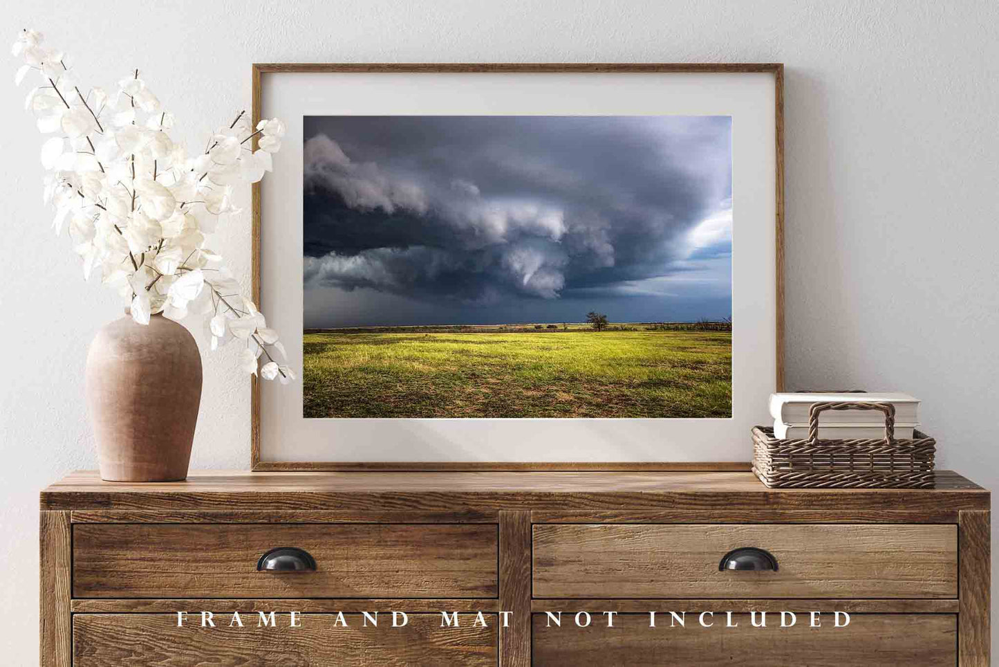 Storm Photography Print - Picture of Funnel Cloud Over Open Field on Stormy Day in Oklahoma Tornado Wall Art Weather Decor