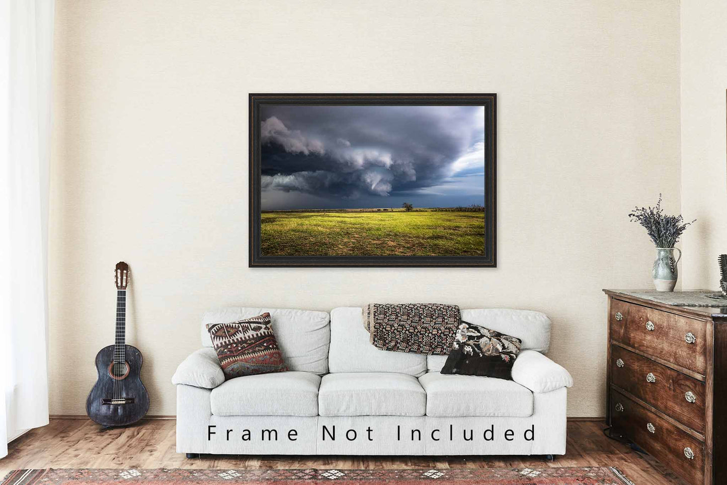 Storm Photography Print - Picture of Funnel Cloud Over Open Field on Stormy Day in Oklahoma Tornado Wall Art Weather Decor
