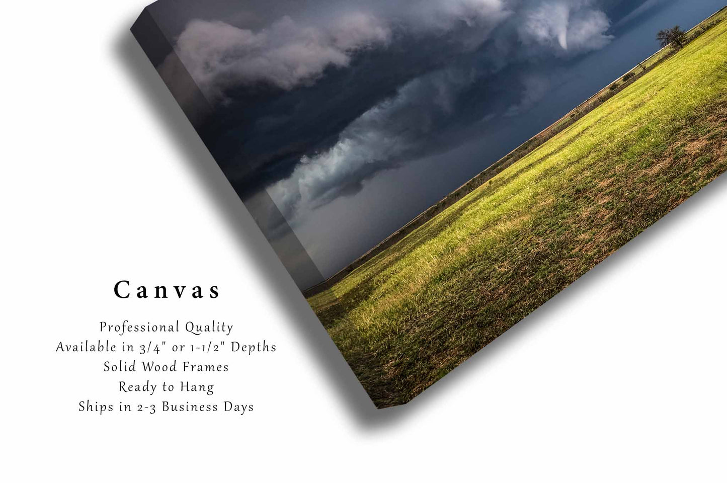 Storm Canvas Wall Art - Gallery Wrap of Thunderstorm Producing Funnel Cloud Over Field in Oklahoma Tornado Photography Weather Decor
