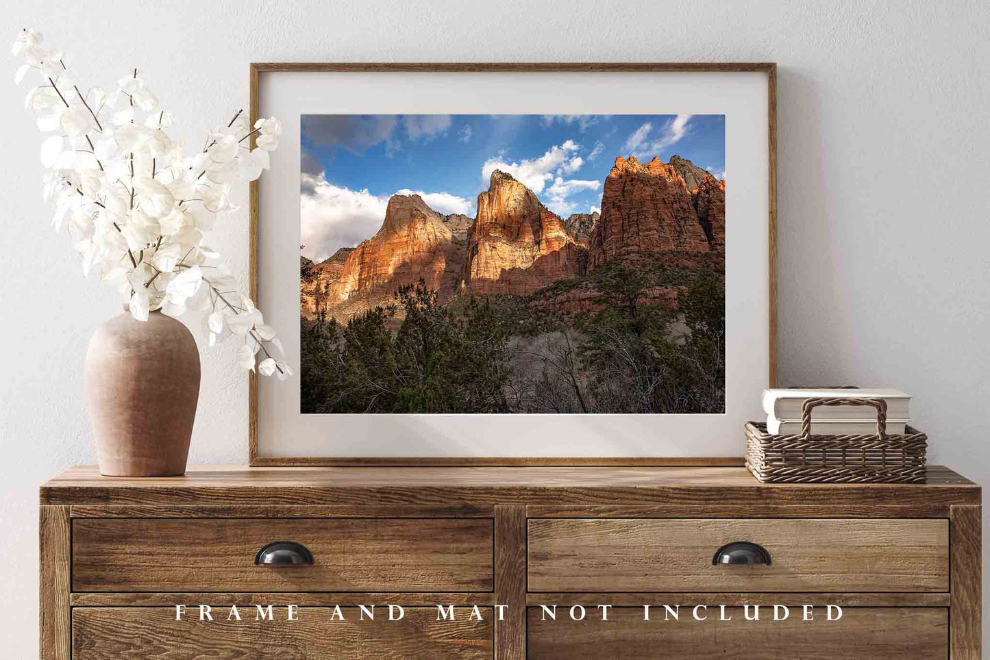 Zion National Park Photography Print - Picture of Three Patriarchs in Sunlight in Utah Western Landscape Wall Art Photo Artwork Decor