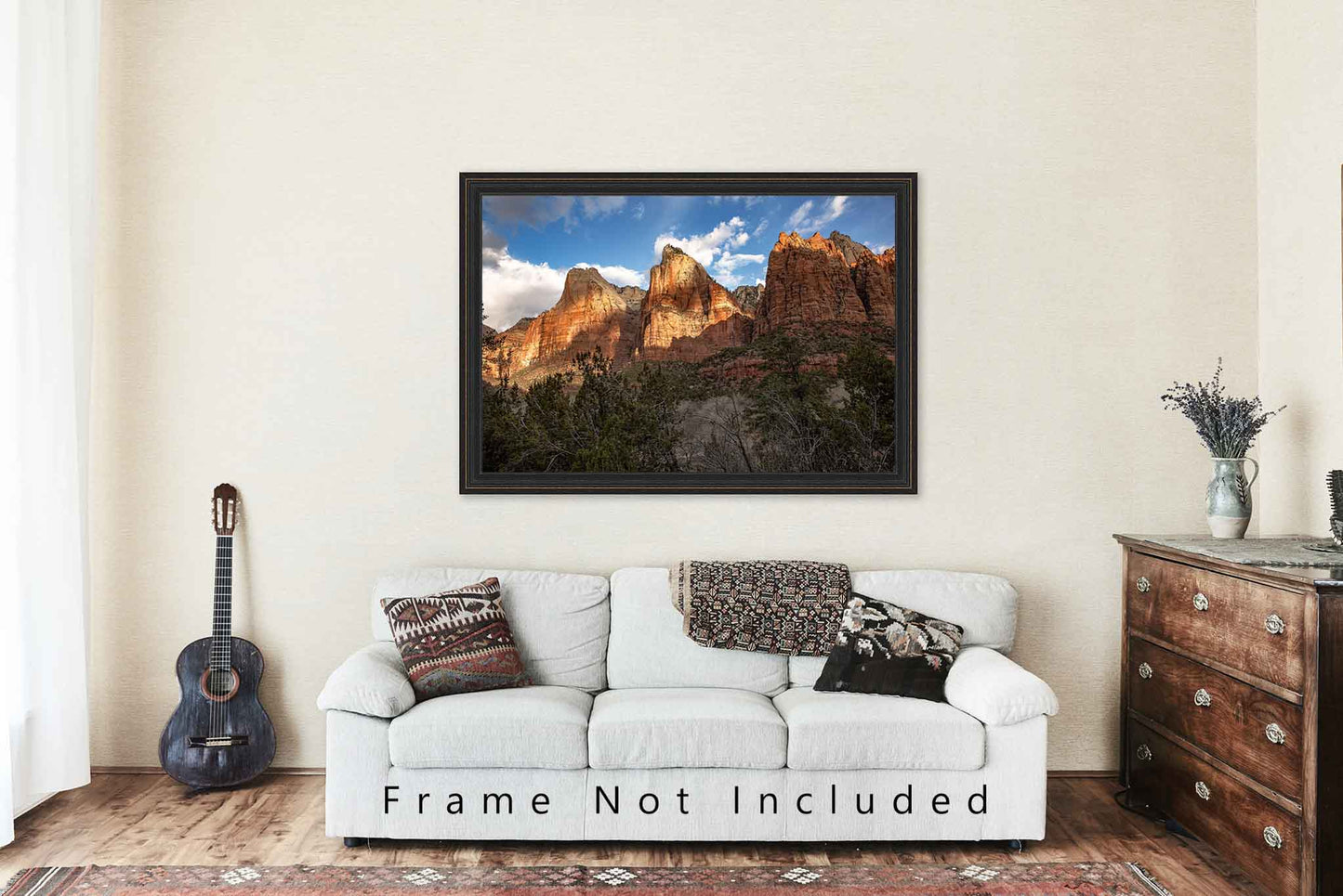 Zion National Park Photography Print - Picture of Three Patriarchs in Sunlight in Utah Western Landscape Wall Art Photo Artwork Decor