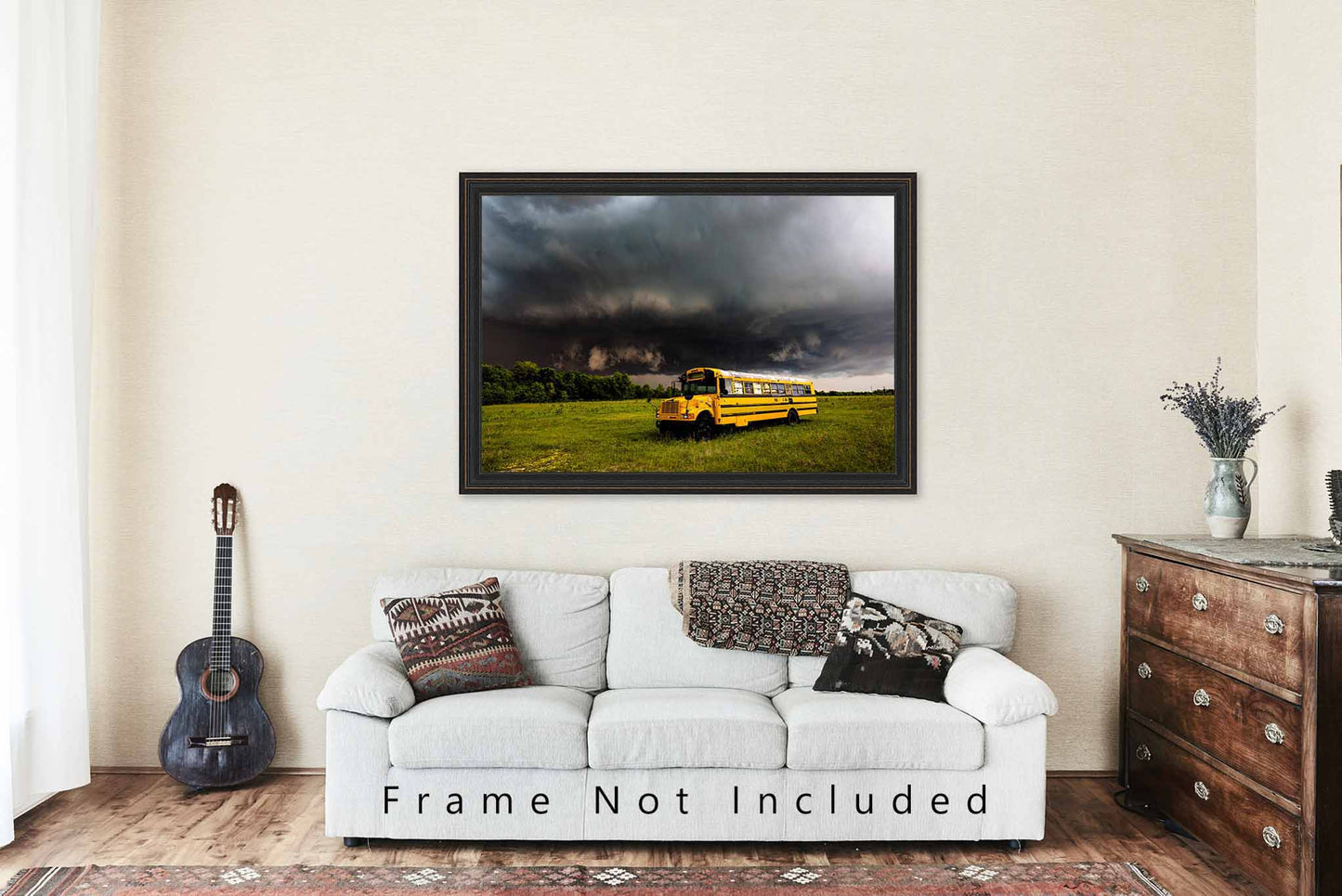 School Bus Photography Print | Storm Picture | Oklahoma Wall Art | Thunderstorm Photo | Classroom Decor | Not Framed