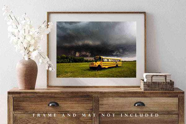 Storm Photo Print | Thunderstorm Over School Bus Picture | Oklahoma Wall Art | Transportation Photography | Classroom Decor