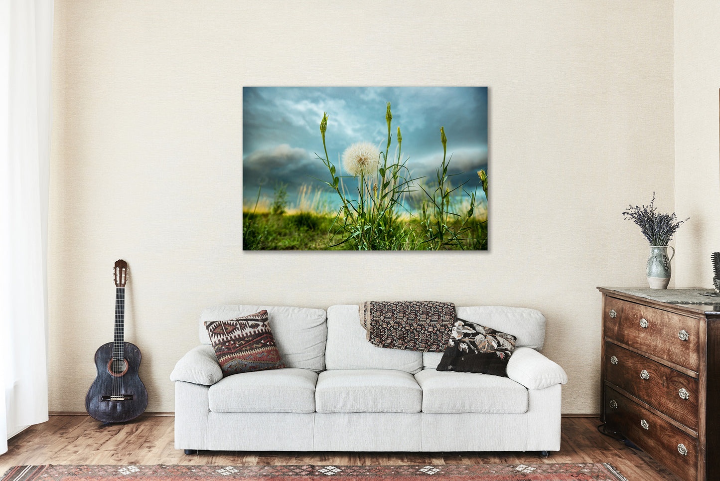 Botanical Metal Print (Ready to Hang) Photo on Aluminum of Goats Beard Dandelion on Stormy Day in Colorado Great Plains Wall Art Nature Decor