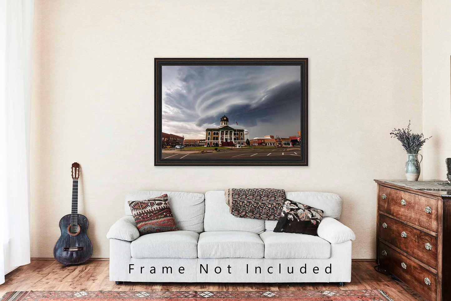 Storm Photography Print (Unframed) Supercell Thunderstorm Over Courthouse in Oklahoma | Town Square Wall Art Weather Decor