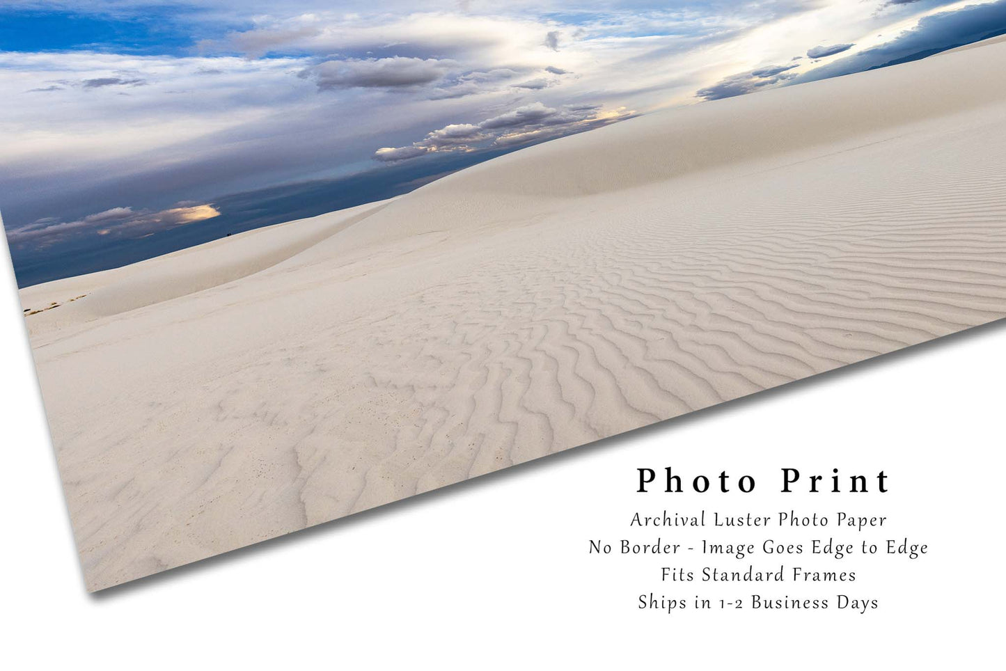 Desert Photography Print - Picture of Scenic Sky Over Sand Dunes at White Sands National Park New Mexico Western Wall Art Southwest Decor