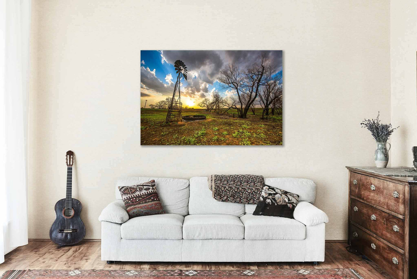 Country Canvas | Windmill at Sunset Gallery Wrap | Kansas Photography | Farm Wall Art | Farmhouse Decor | Ready to Hang